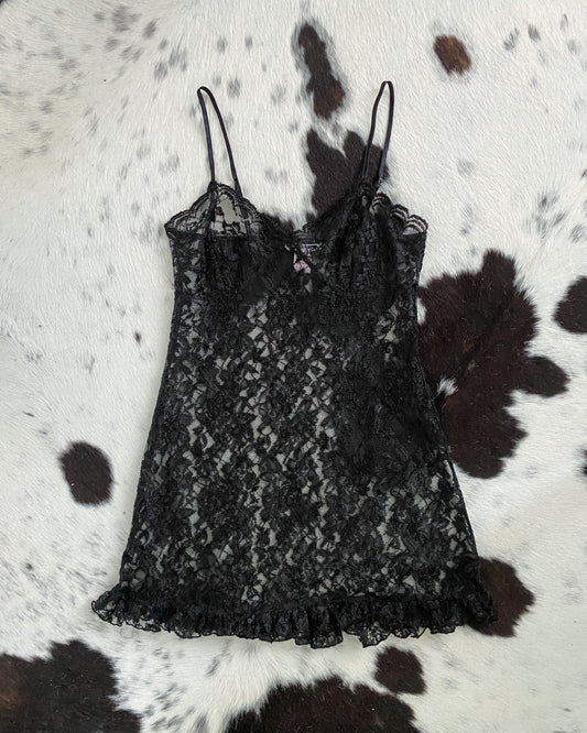 Black Floral Lacey Slip Dress *Modern | Size S