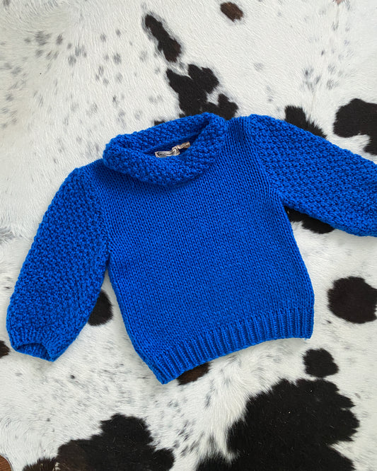 Vintage Royal Blue Cropped Sweater | Size M