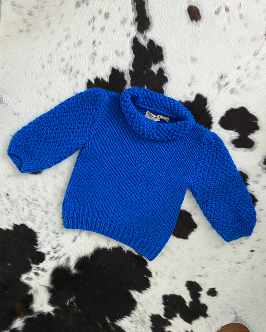 Vintage Royal Blue Cropped Sweater | Size M