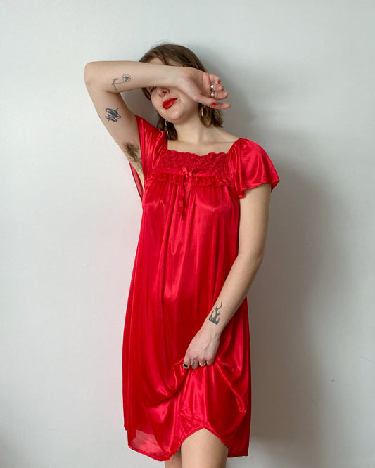 Red Valentines Day Semi-Sheer Nightie | Size L