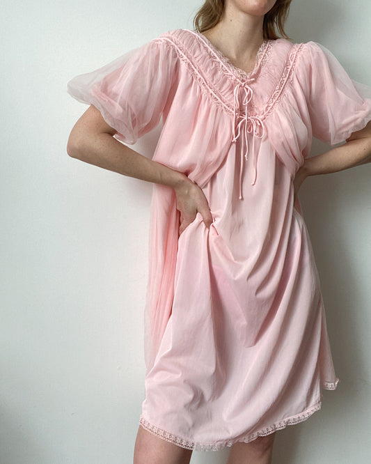 1960s Vanity Fair Baby Pink Peignoir Set | Size S