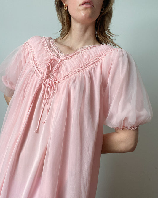 1960s Vanity Fair Baby Pink Peignoir Set | Size S