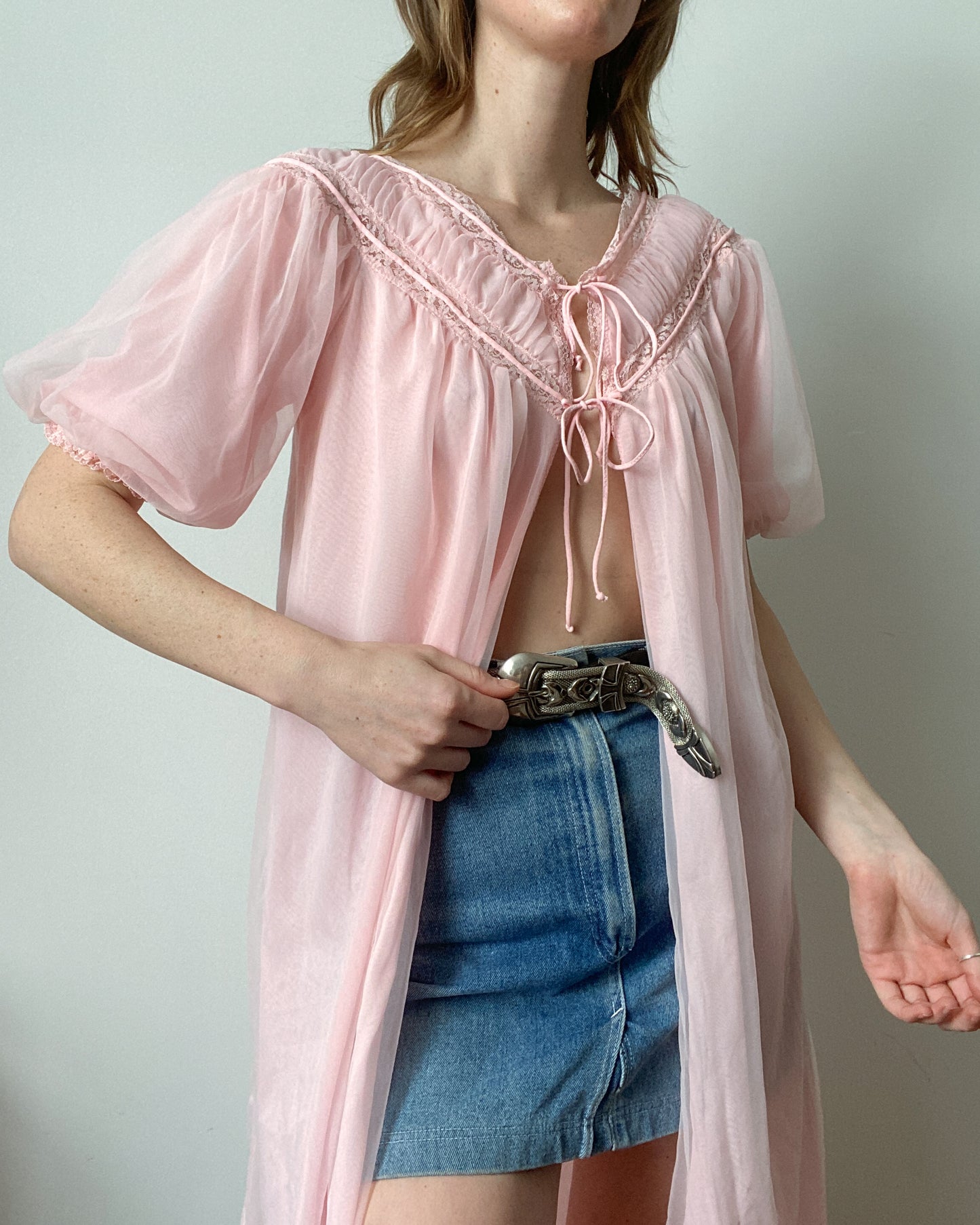 1960s Vanity Fair Baby Pink Peignoir Set | Size S