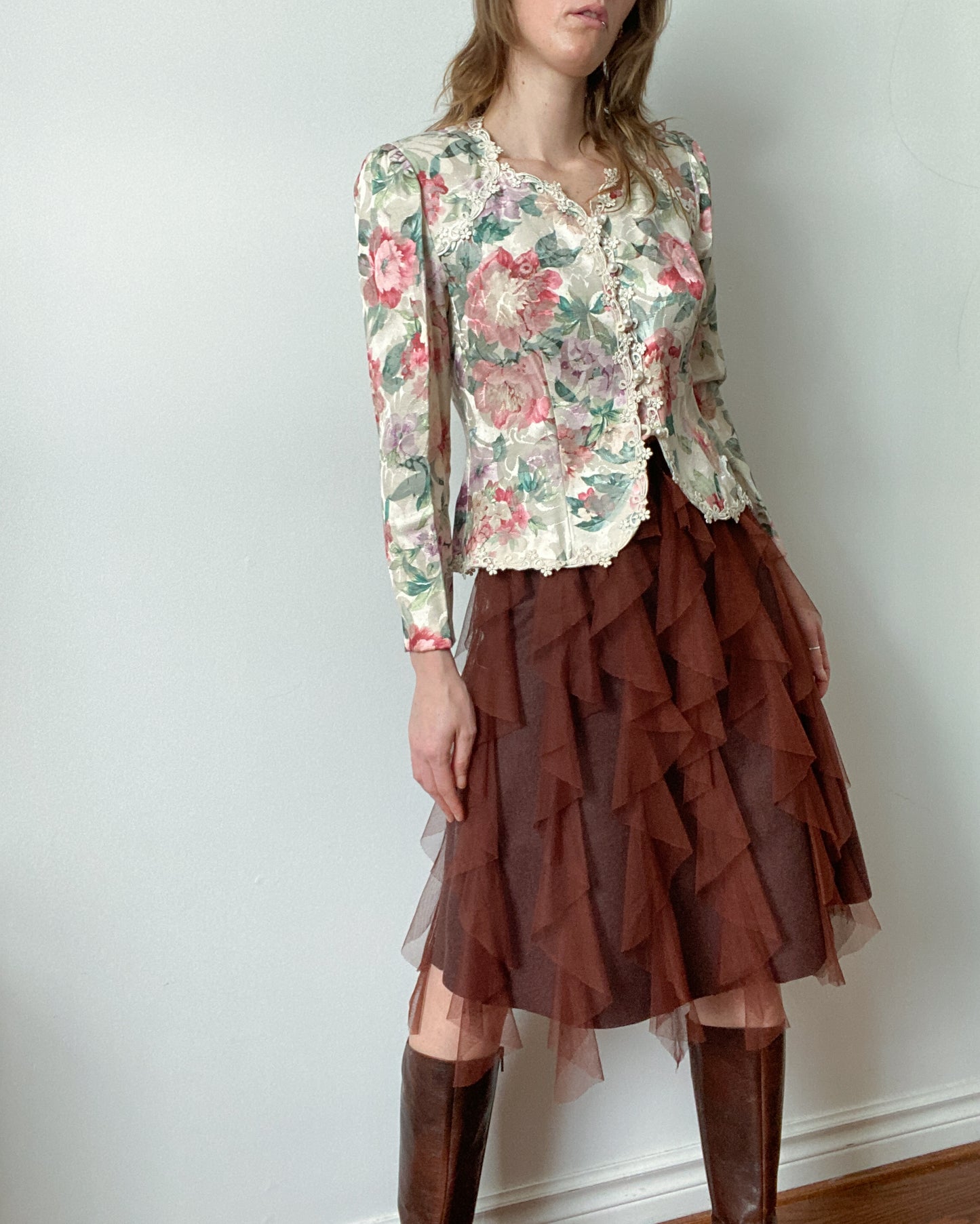 Brown Tulle Fairycore Brown Fleece Skirt | 27-28" Waist