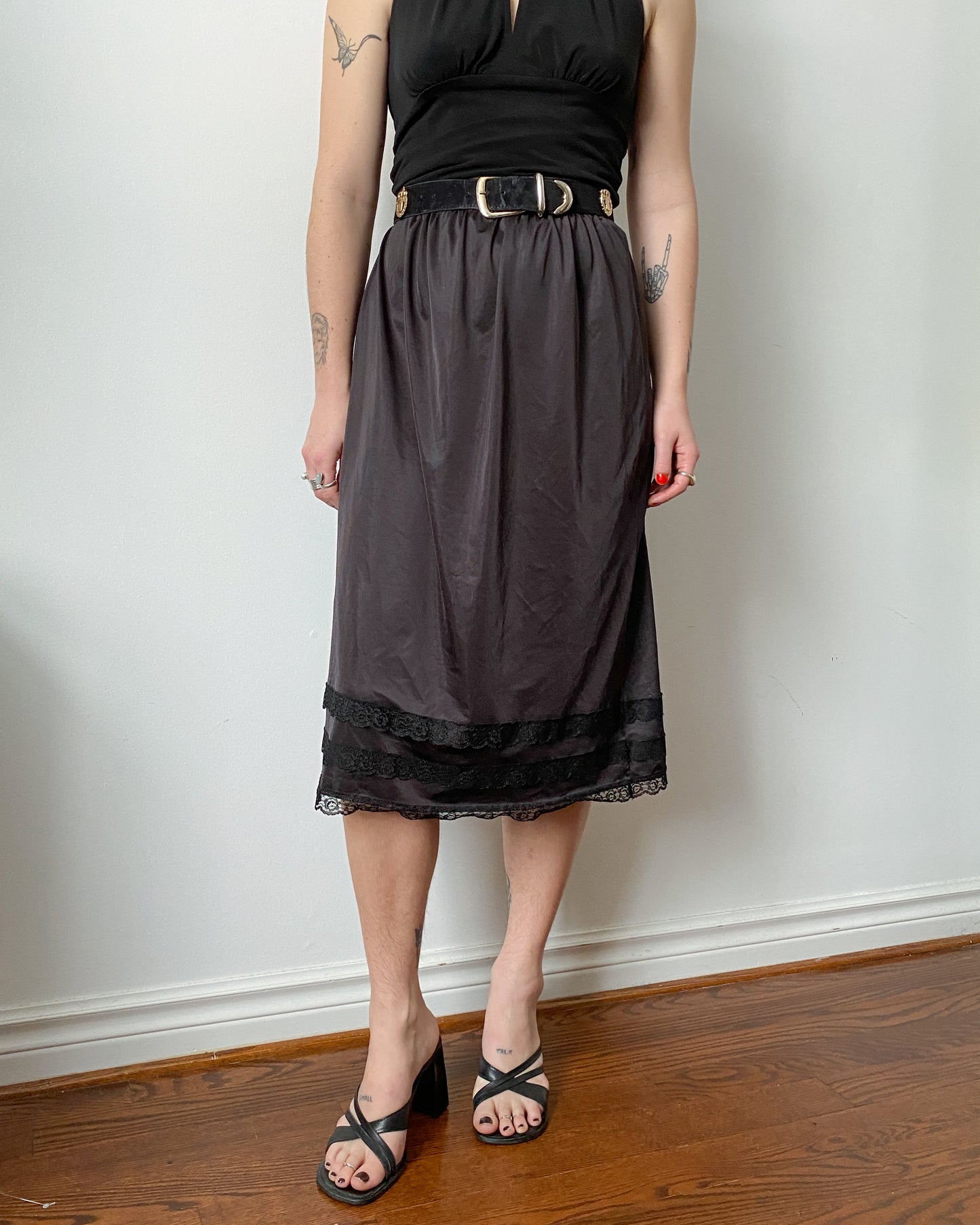 Black Slip Skirt | 30-32" Waist