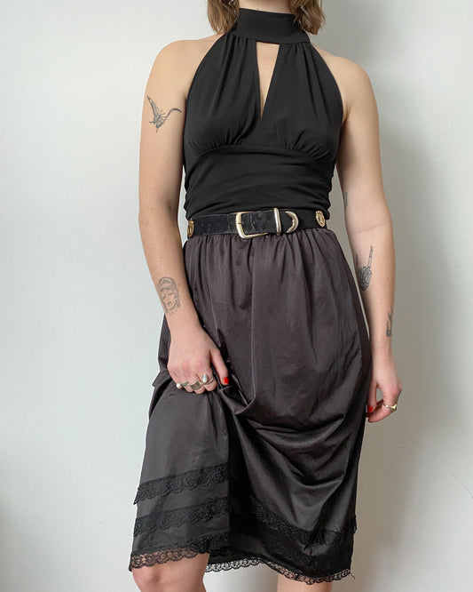 Black Slip Skirt | 30-32" Waist