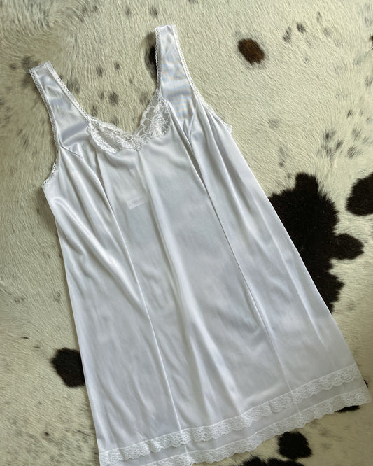 White Semi-Sheer Slip Dress | Size L