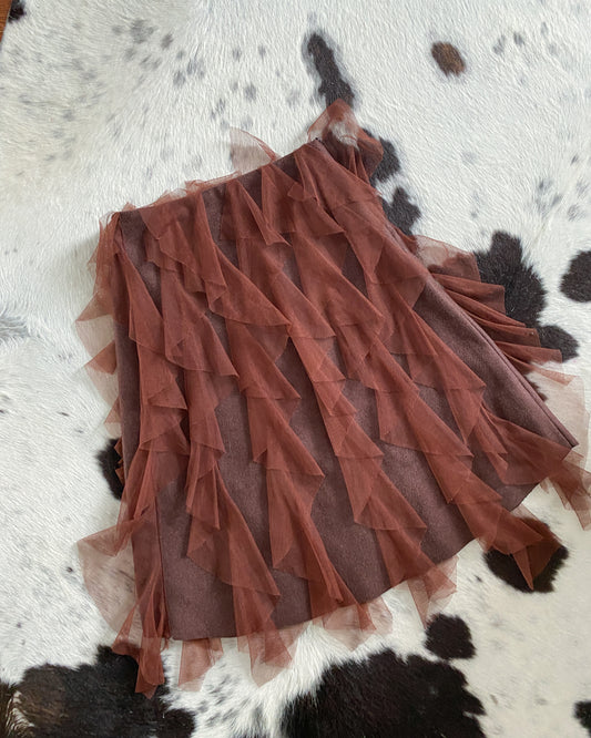 Brown Tulle Fairycore Brown Fleece Skirt | 27-28" Waist