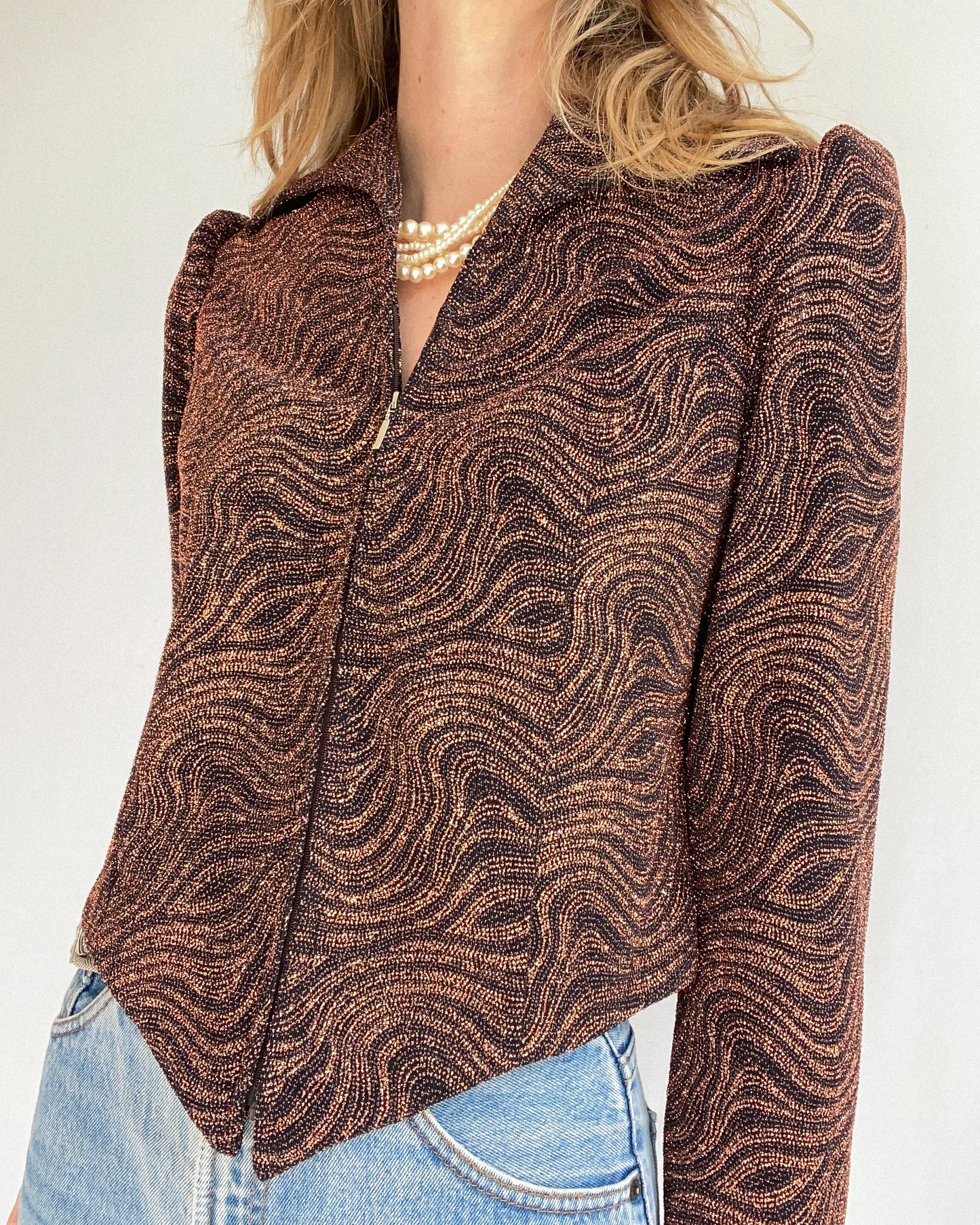 Vintage Bronze Glittery Jacket | 10-12