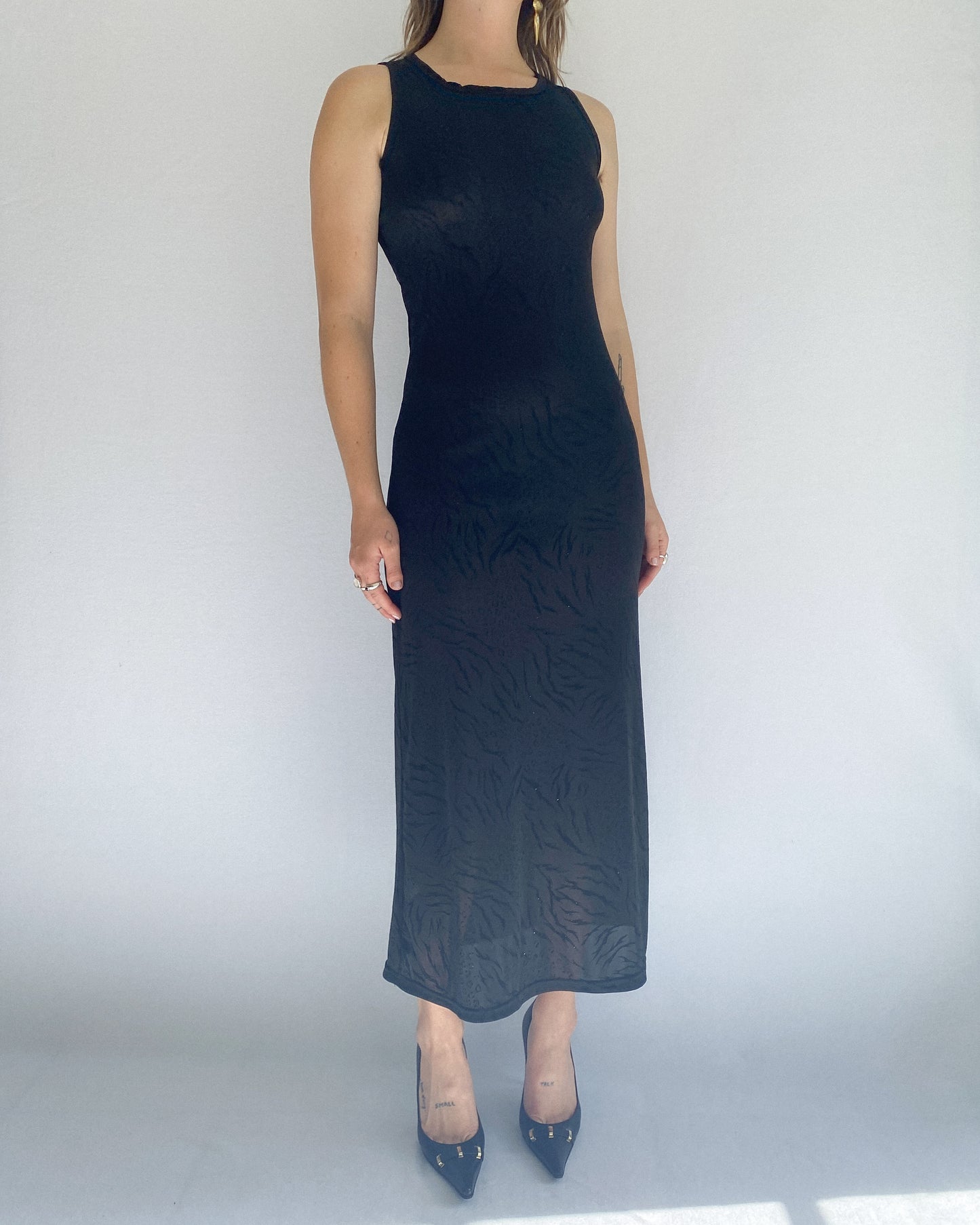 Black Animal Print Glittery Sheer Gown | 8-9