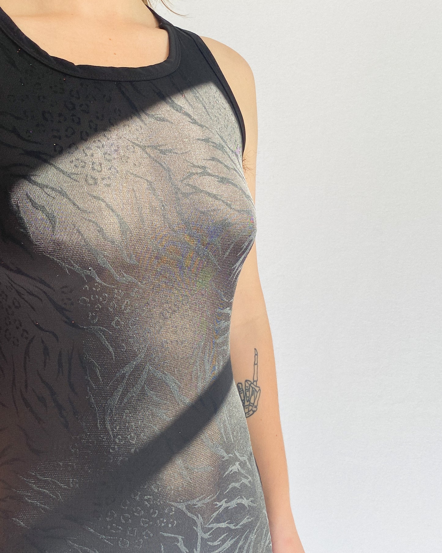 Black Animal Print Glittery Sheer Gown | 8-9