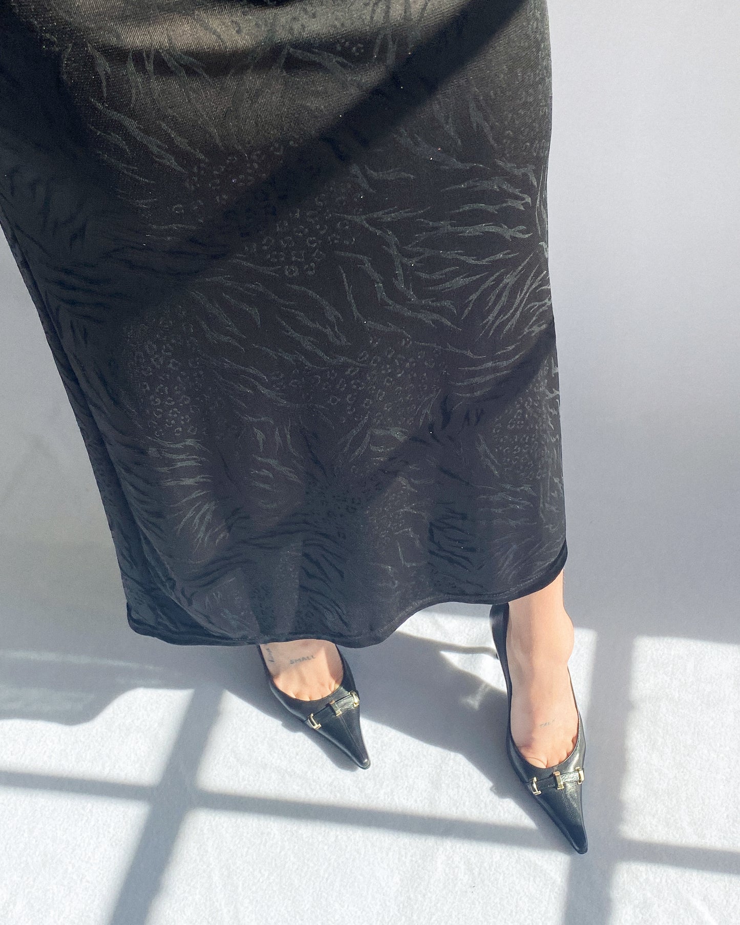 Black Animal Print Glittery Sheer Gown | 8-9