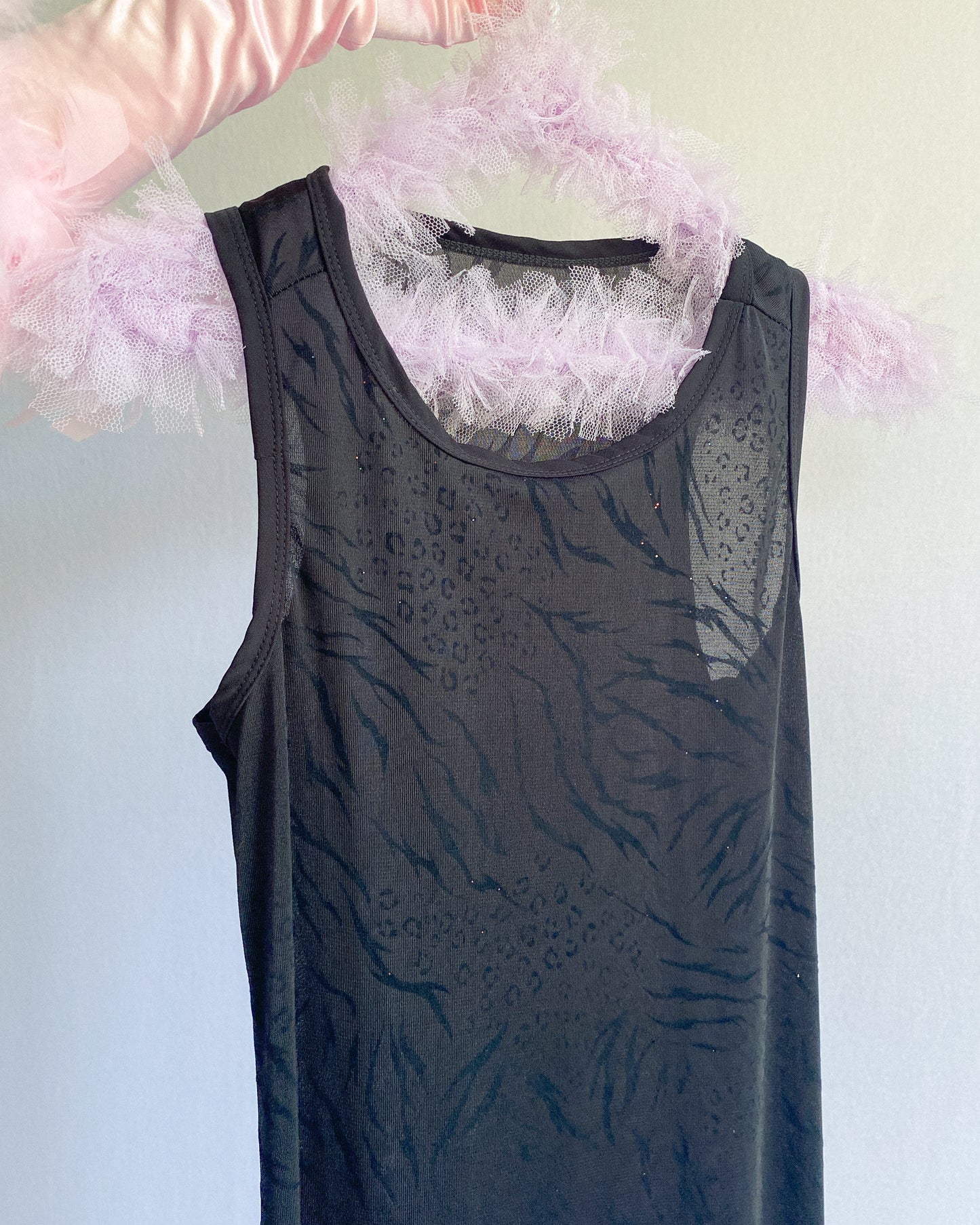 Black Animal Print Glittery Sheer Gown | 8-9