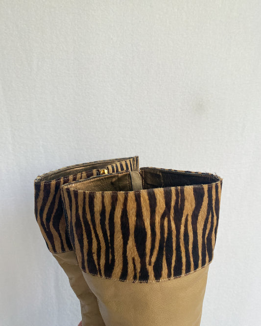 Vintage Leather Animal Print Boots, Made in Brazil | EUR 39