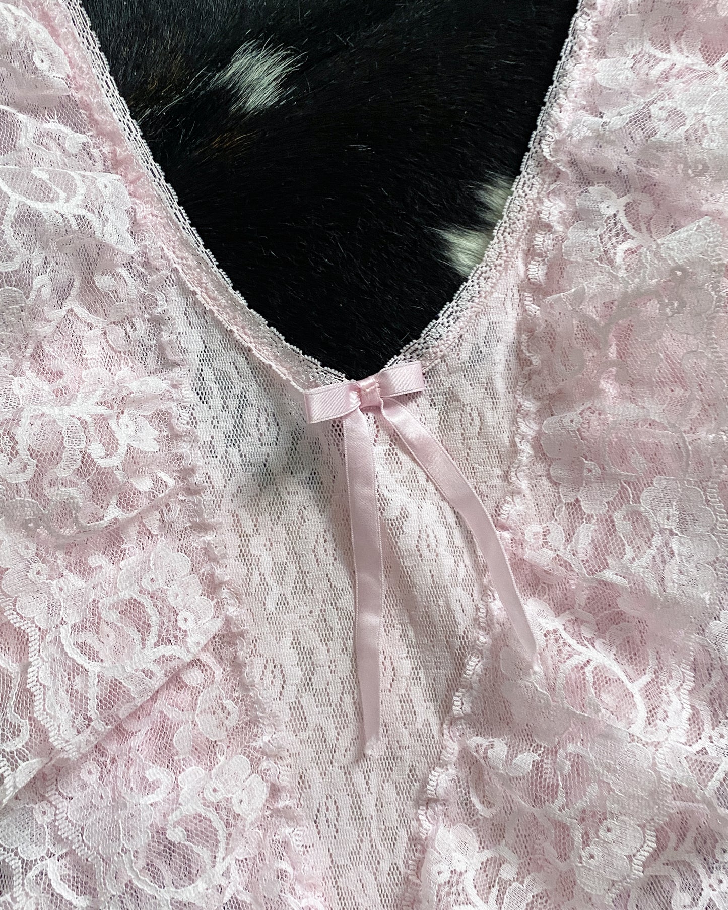 Baby Pink Lace Peplum Top, Made in USA | Size S-M
