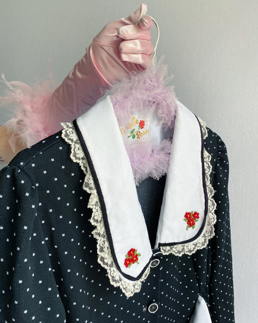 1970s Estelle Rose Black & White Western Dress, Made in NZ | 8-10