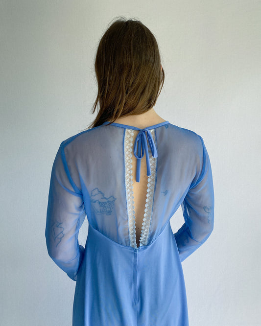 1970s Blue Maxi Dress, Made in NZ| 12