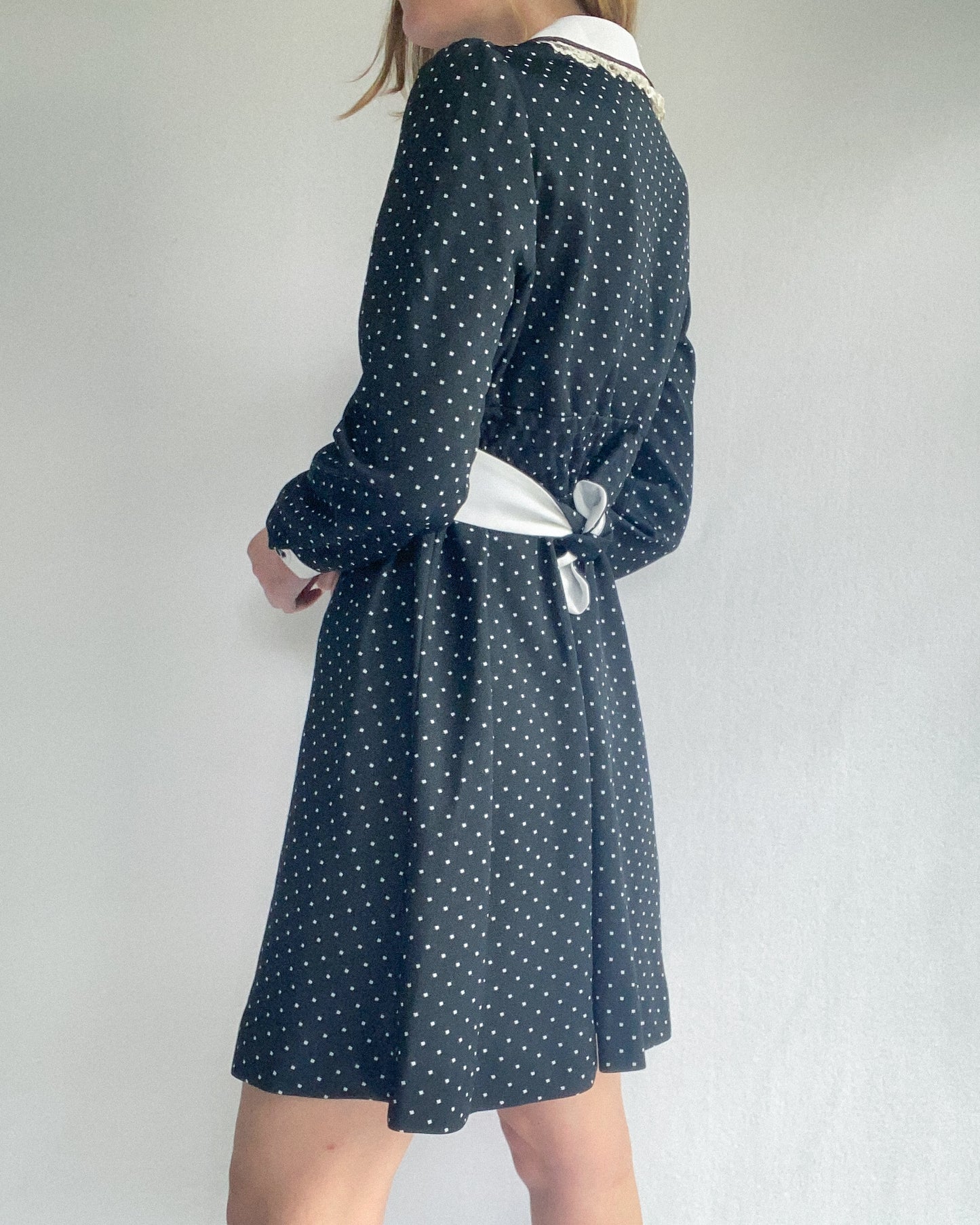 1970s Estelle Rose Black & White Western Dress, Made in NZ | 8-10