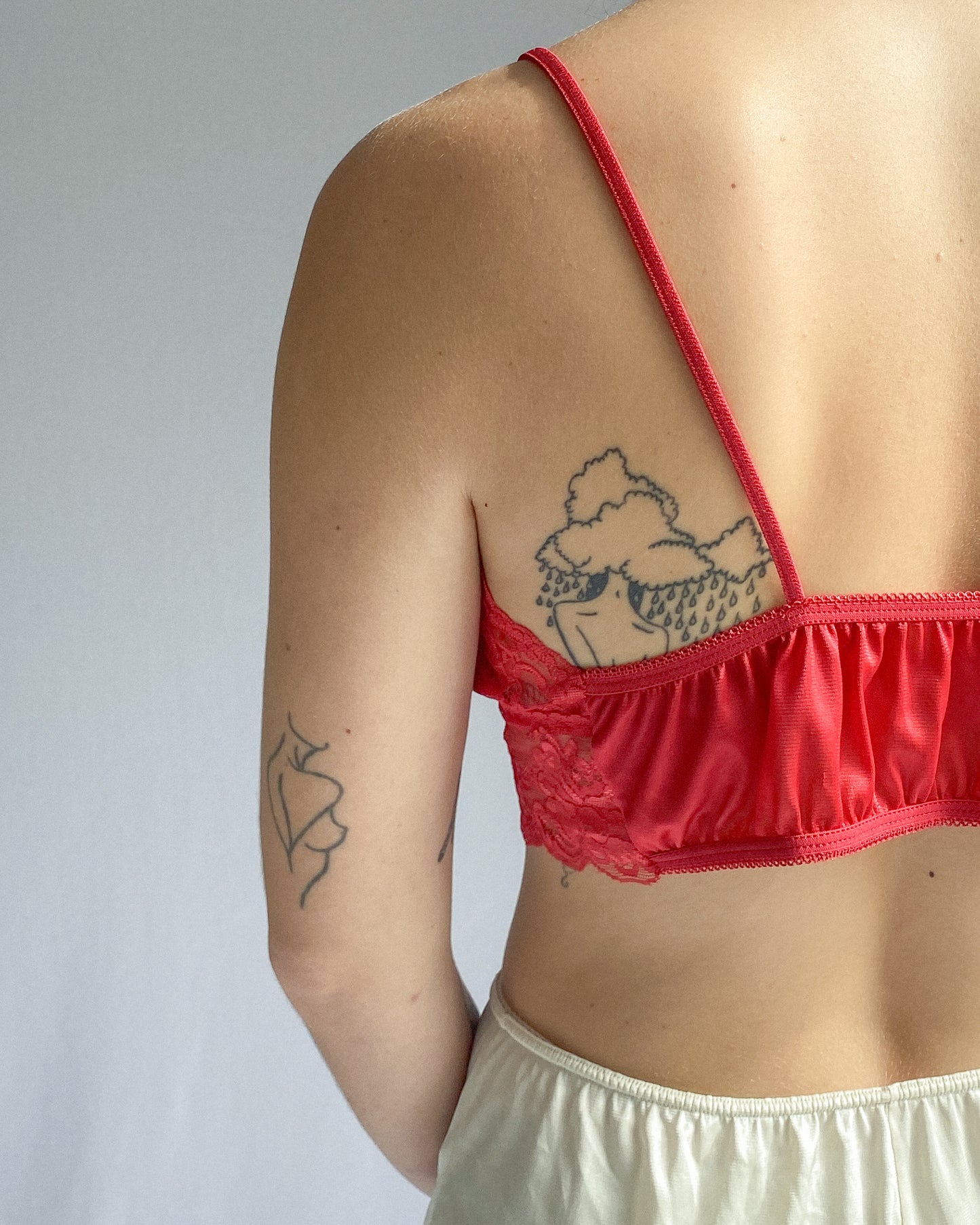 Vintage Red Lace Bralette, Made in NZ | 14-16