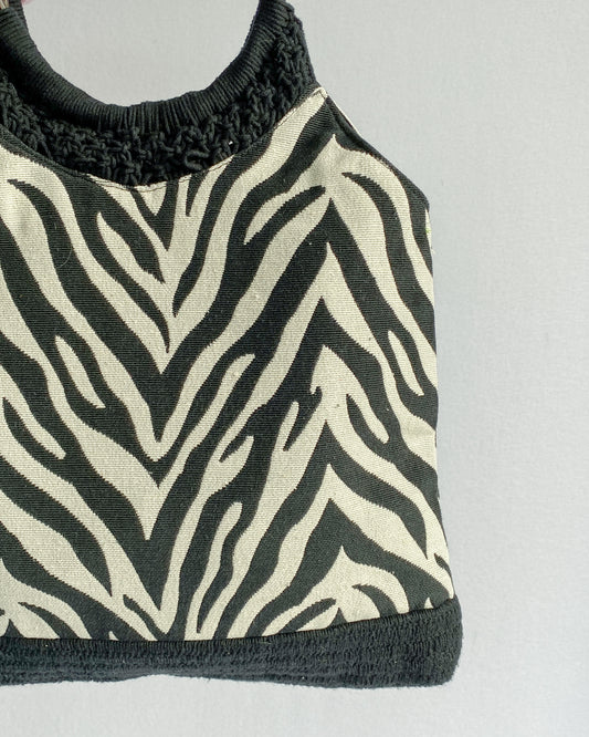 Zebra Handbag with Cane Handle