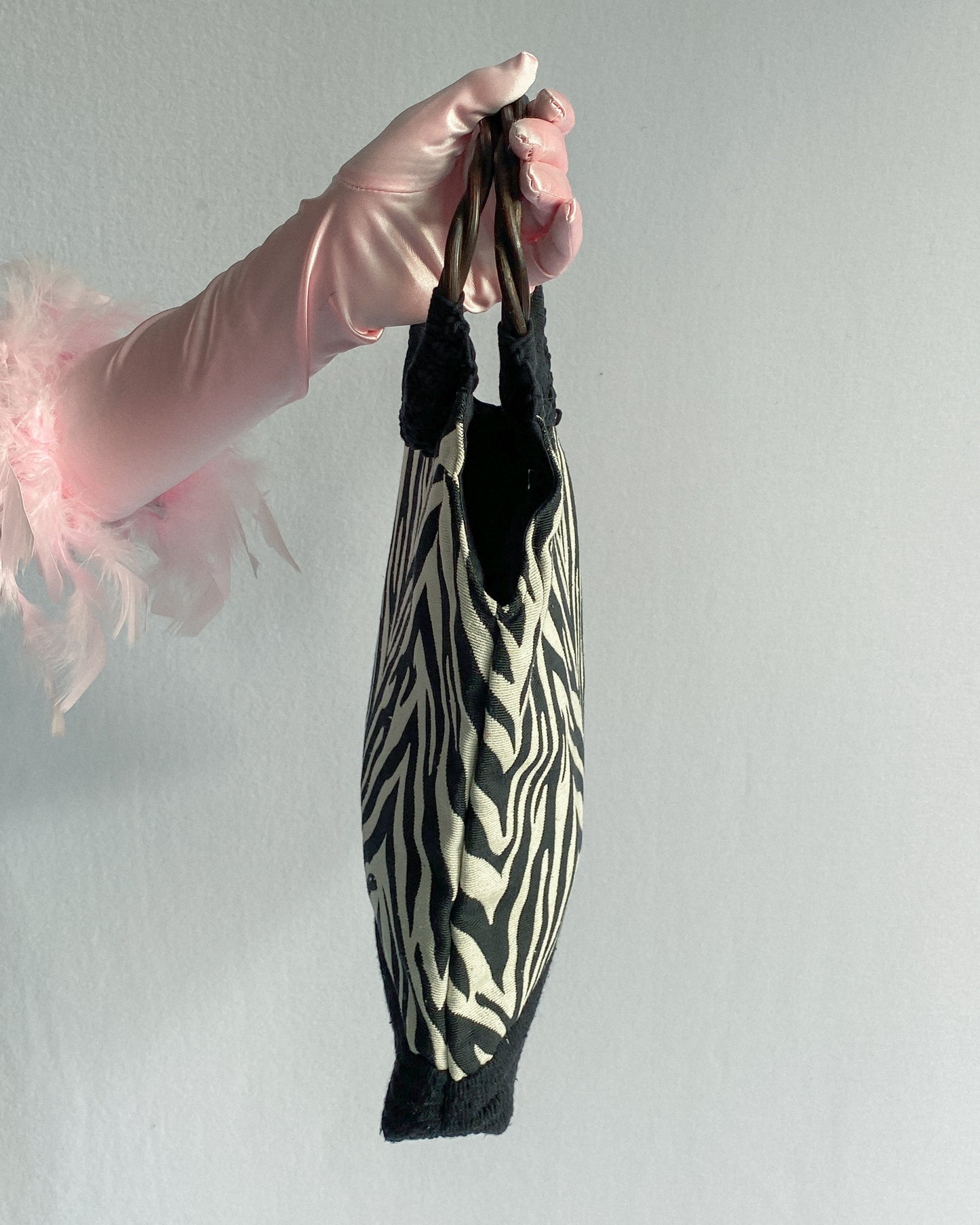 Zebra Handbag with Cane Handle