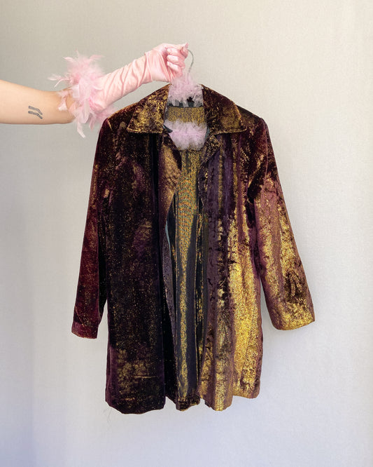 Embossed Velour Glittery & Floral Shacket | 10-16