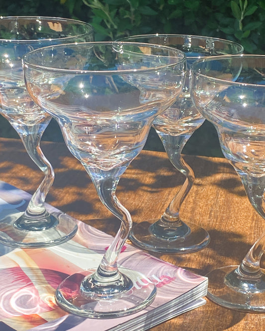 Zig Zag Stem Margarita Glasses | Set of 4