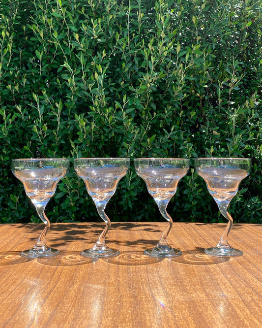 Zig Zag Stem Margarita Glasses | Set of 4