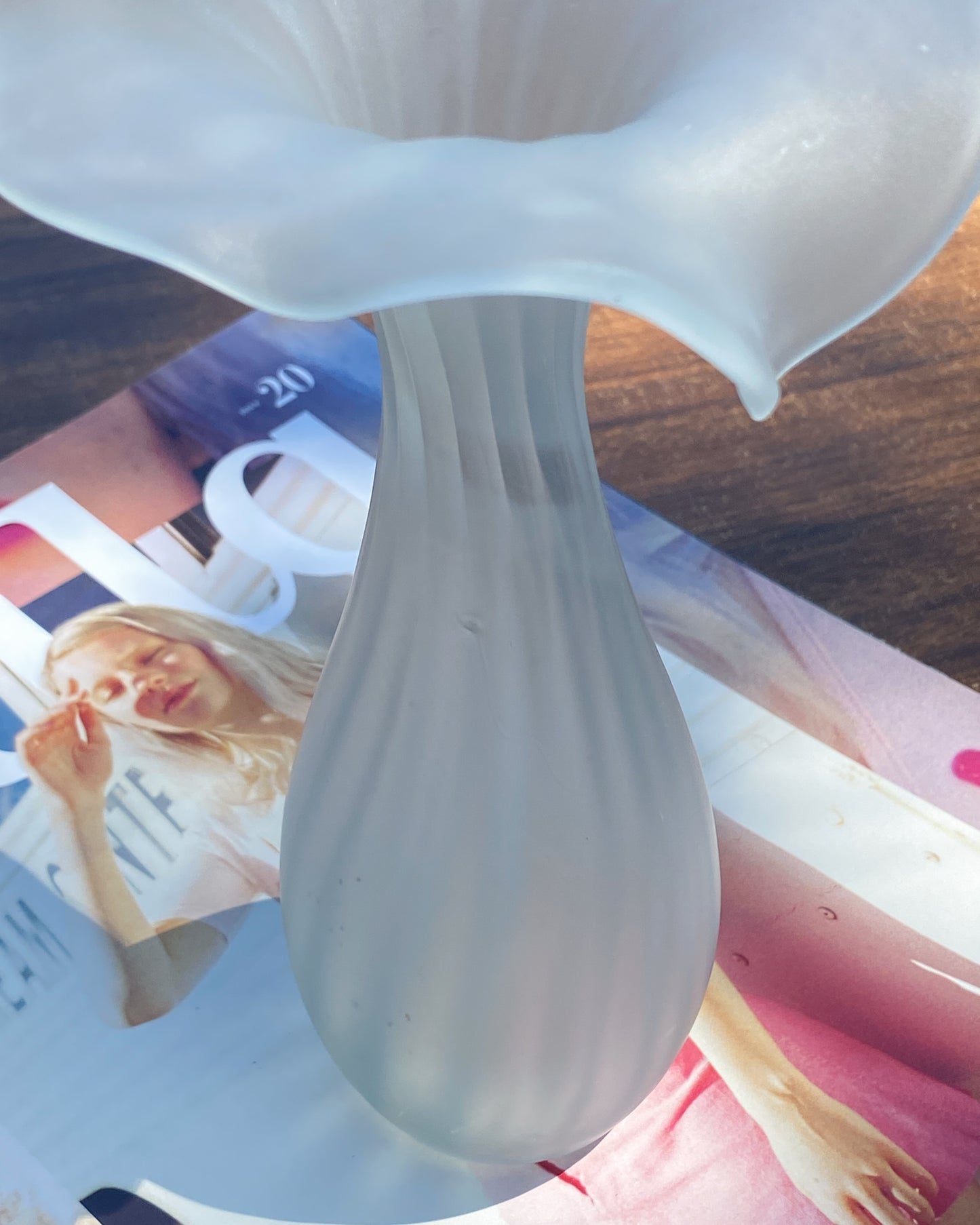 Vintage Frosted Glass Lily Vase