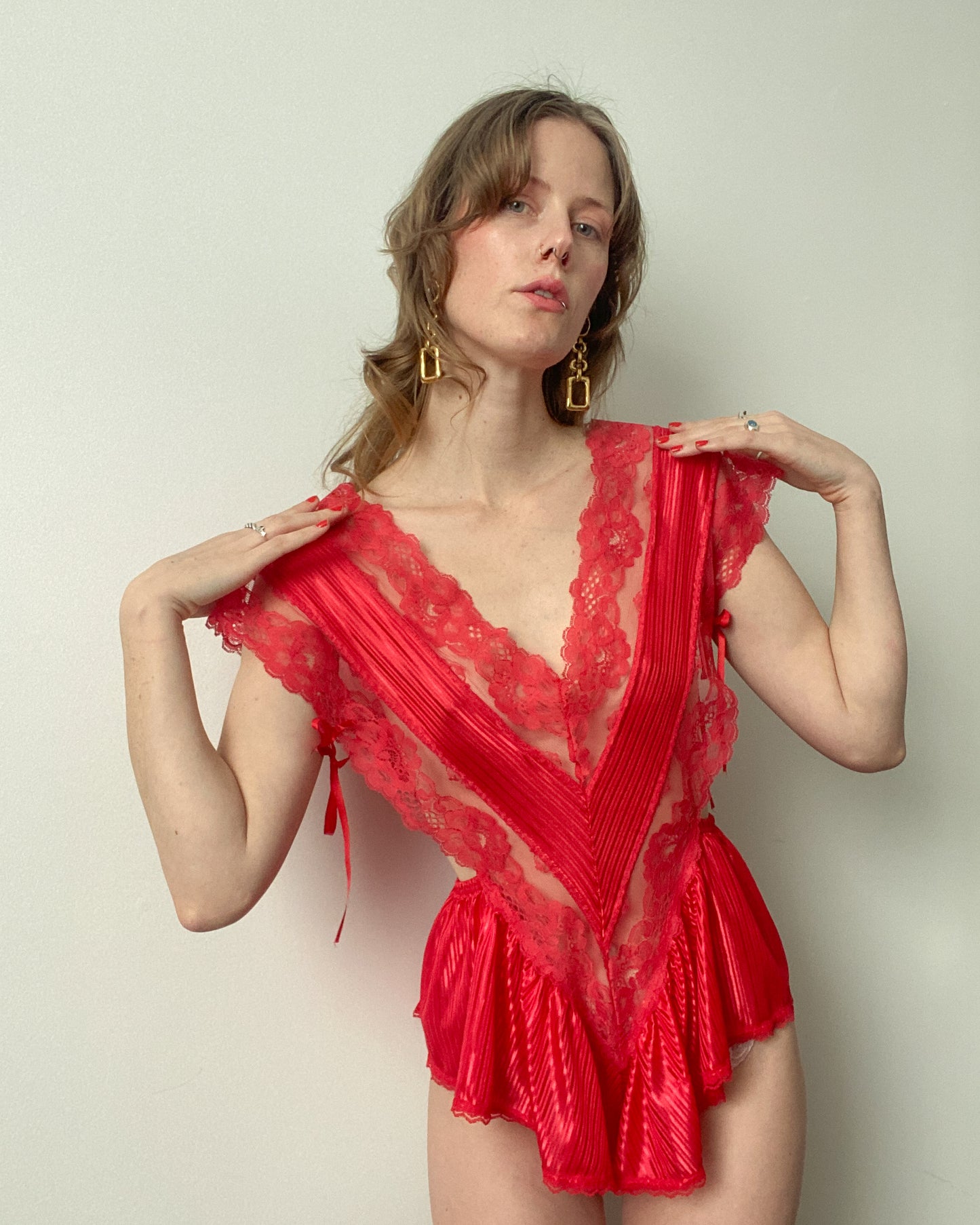 Stunning Red Lace Teddy, Made in Canada | Size M