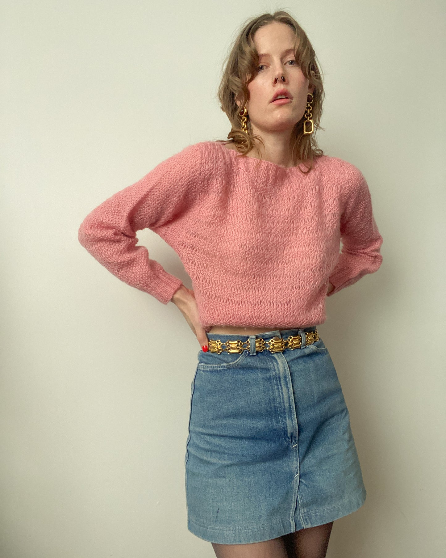 Dusky Pink Knit Sweater | Size M