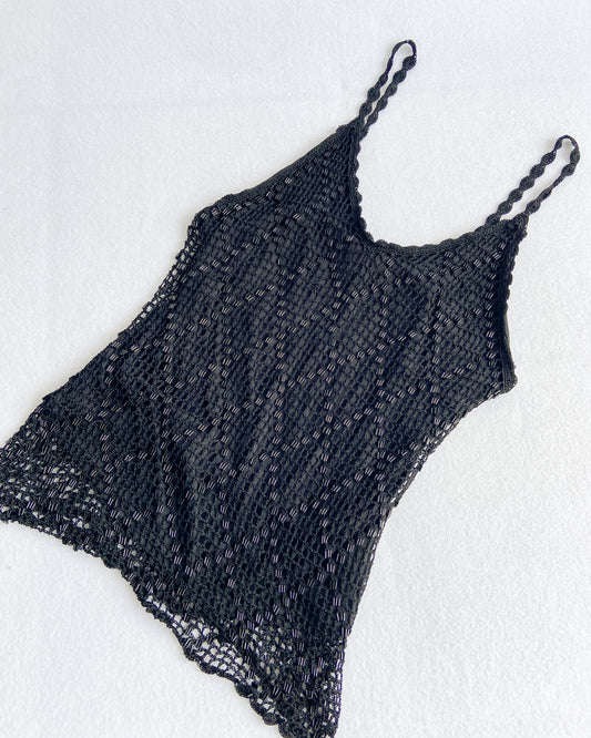 2000s Black Beaded Pagani Stretch Top| 14