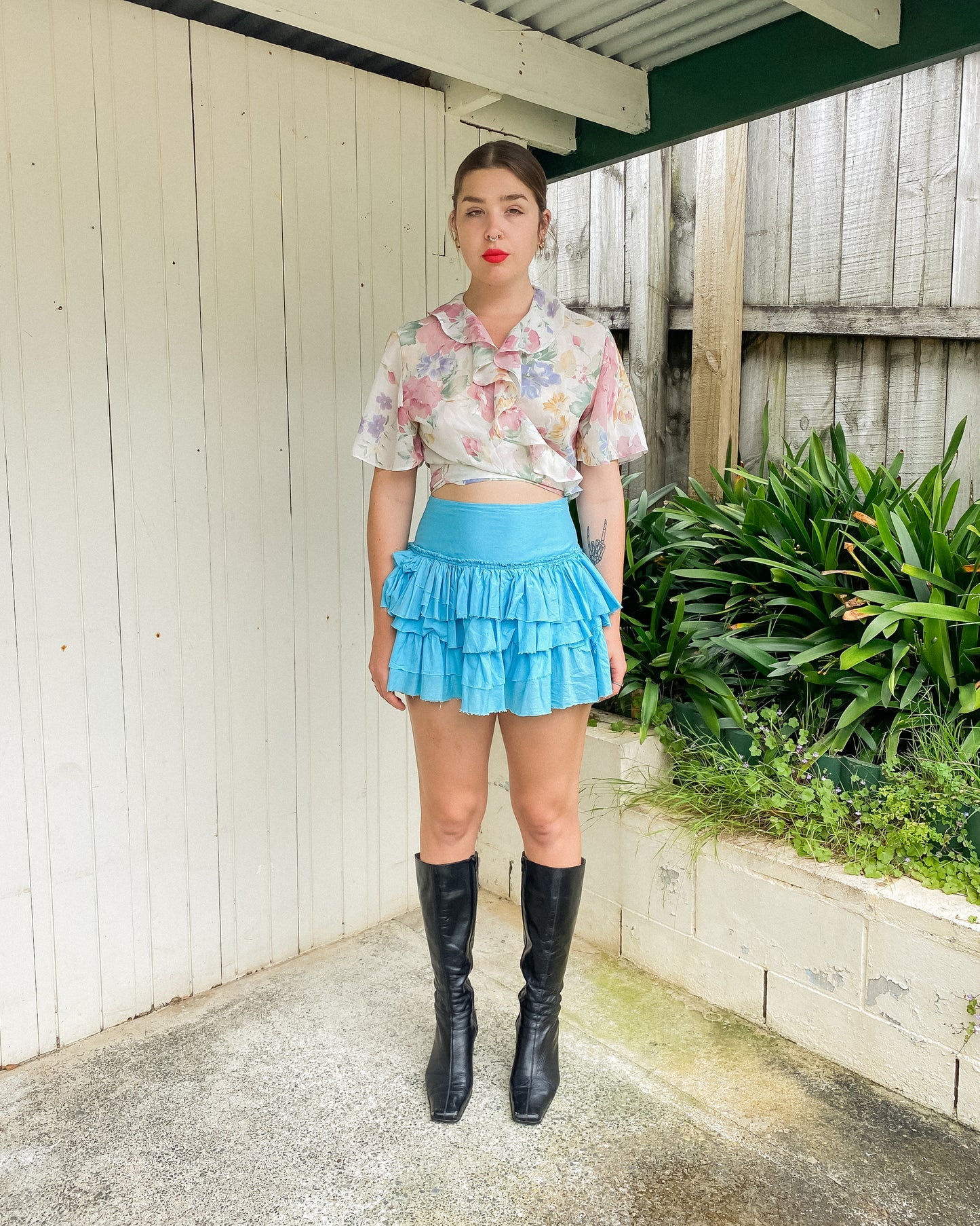 Floral & Frilly Cropped Wrap Top | 10-14