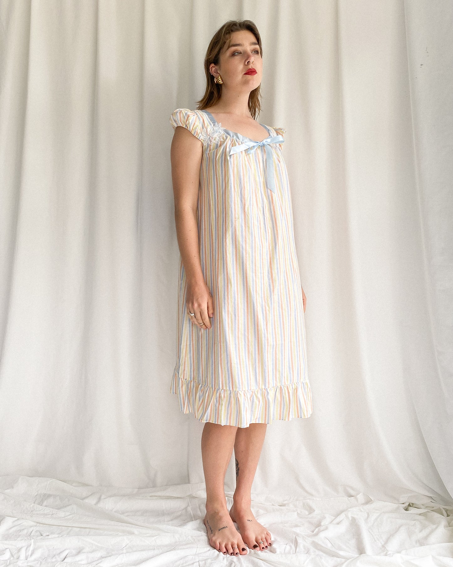 1980s Pastel Striped Dress | 14