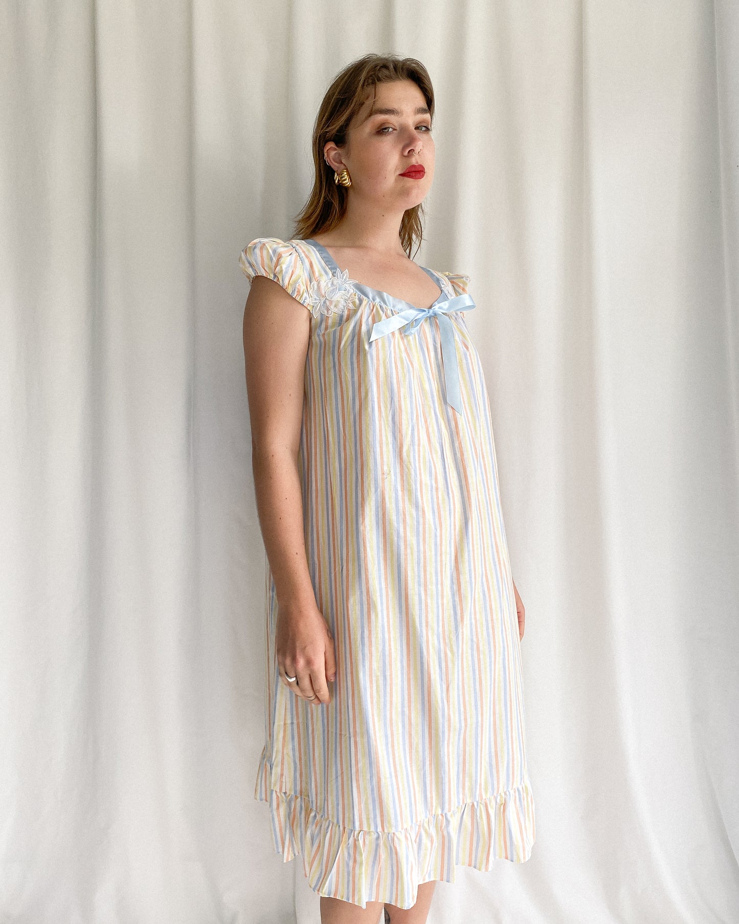 1980s Pastel Striped Dress | 14