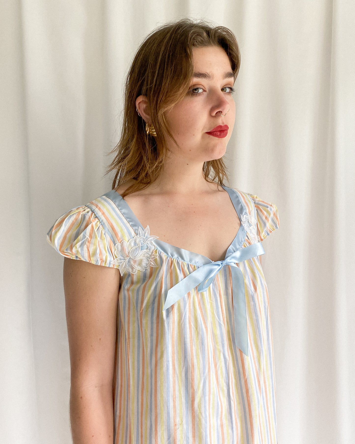 1980s Pastel Striped Dress | 14