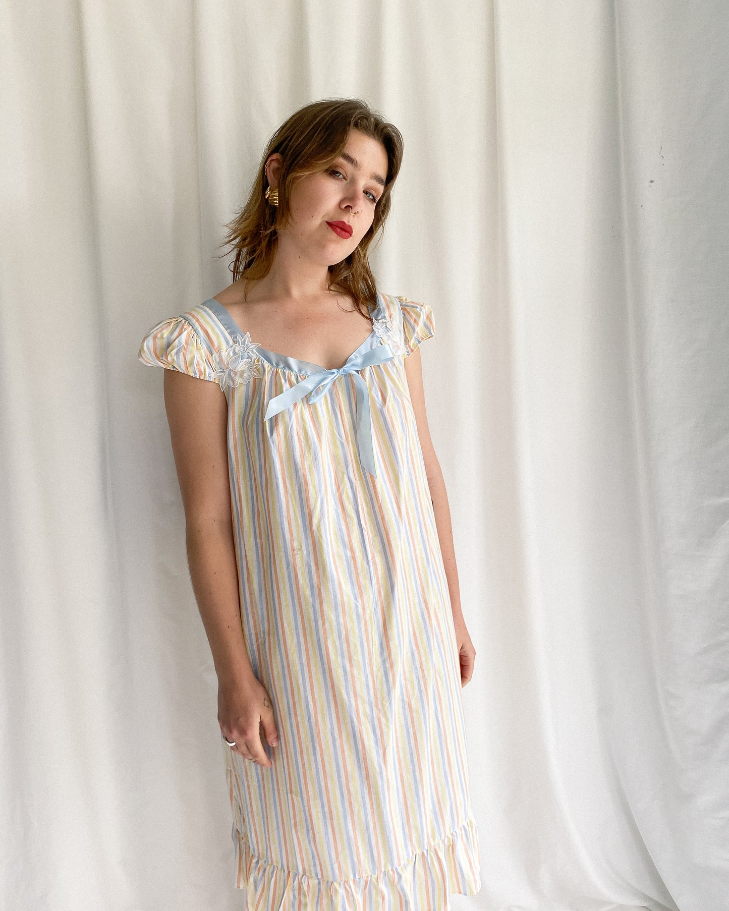 1980s Pastel Striped Dress | 14