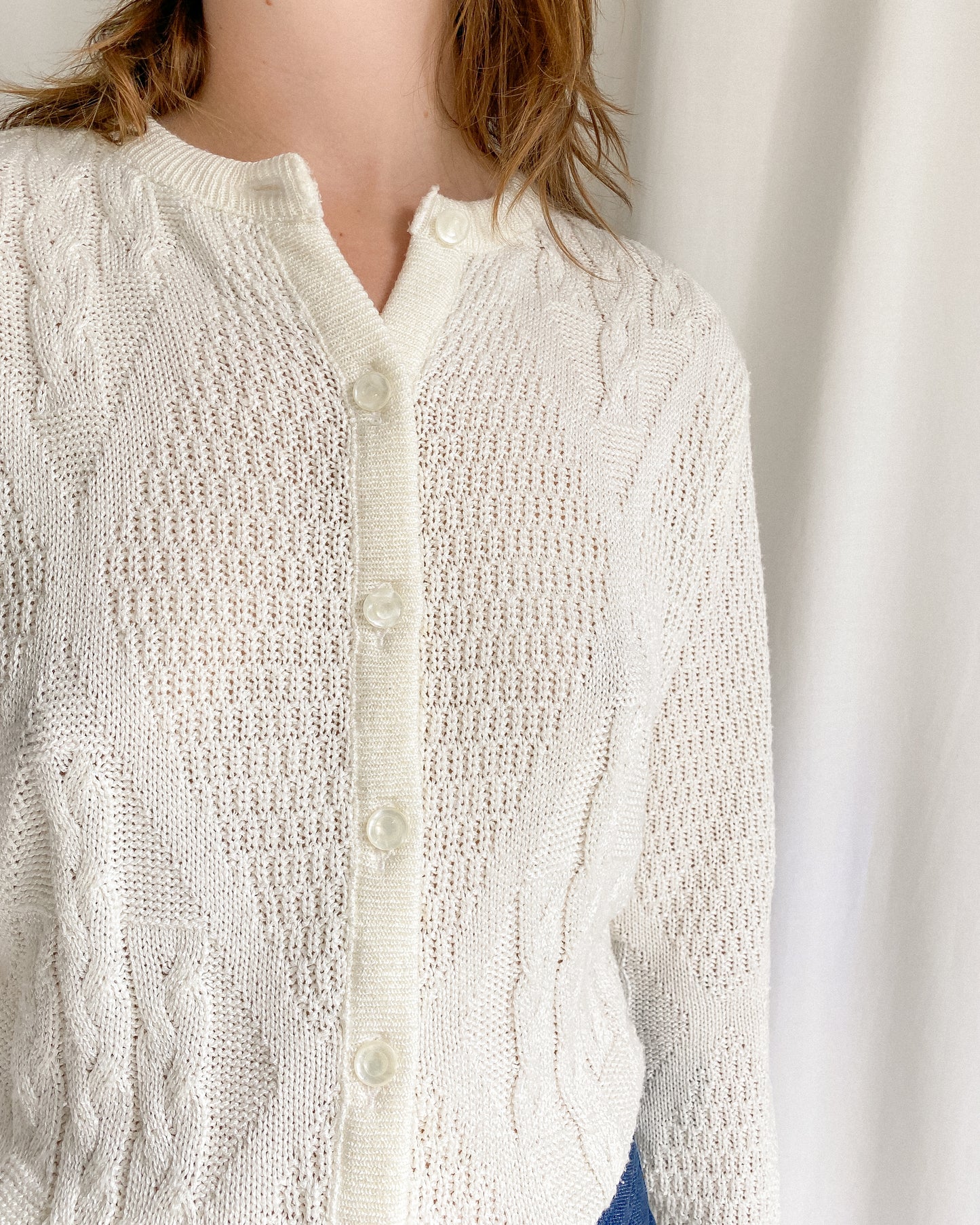 Vintage White Knit Cardigan | 8-12