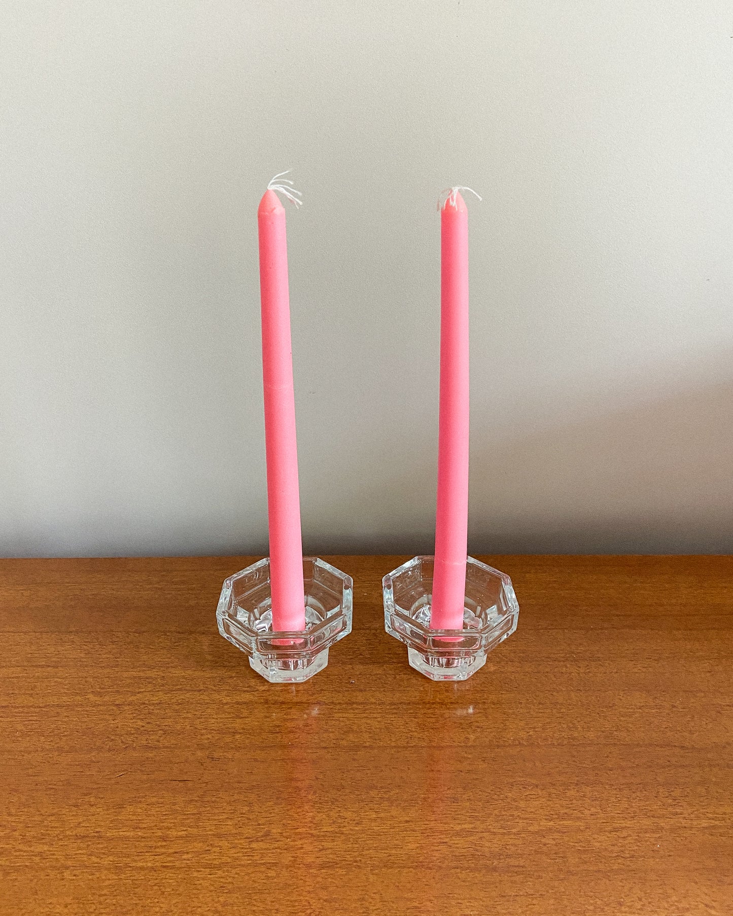 French Glass Candlestick Holders | Set of 2