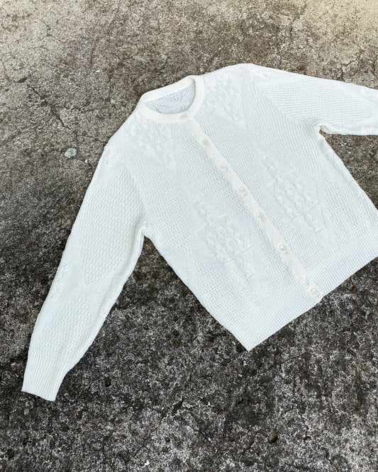 Vintage White Knit Cardigan | 8-12