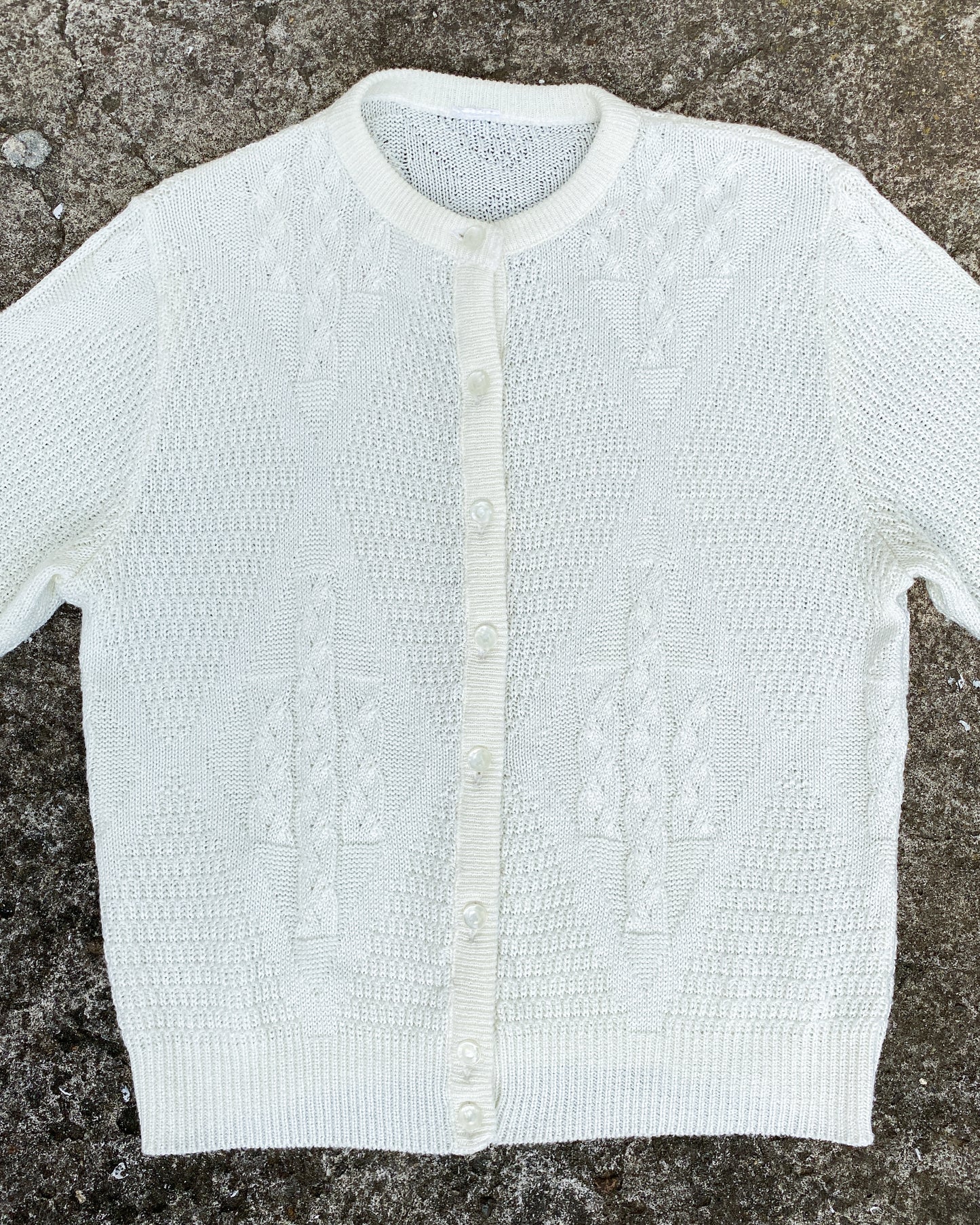 Vintage White Knit Cardigan | 8-12