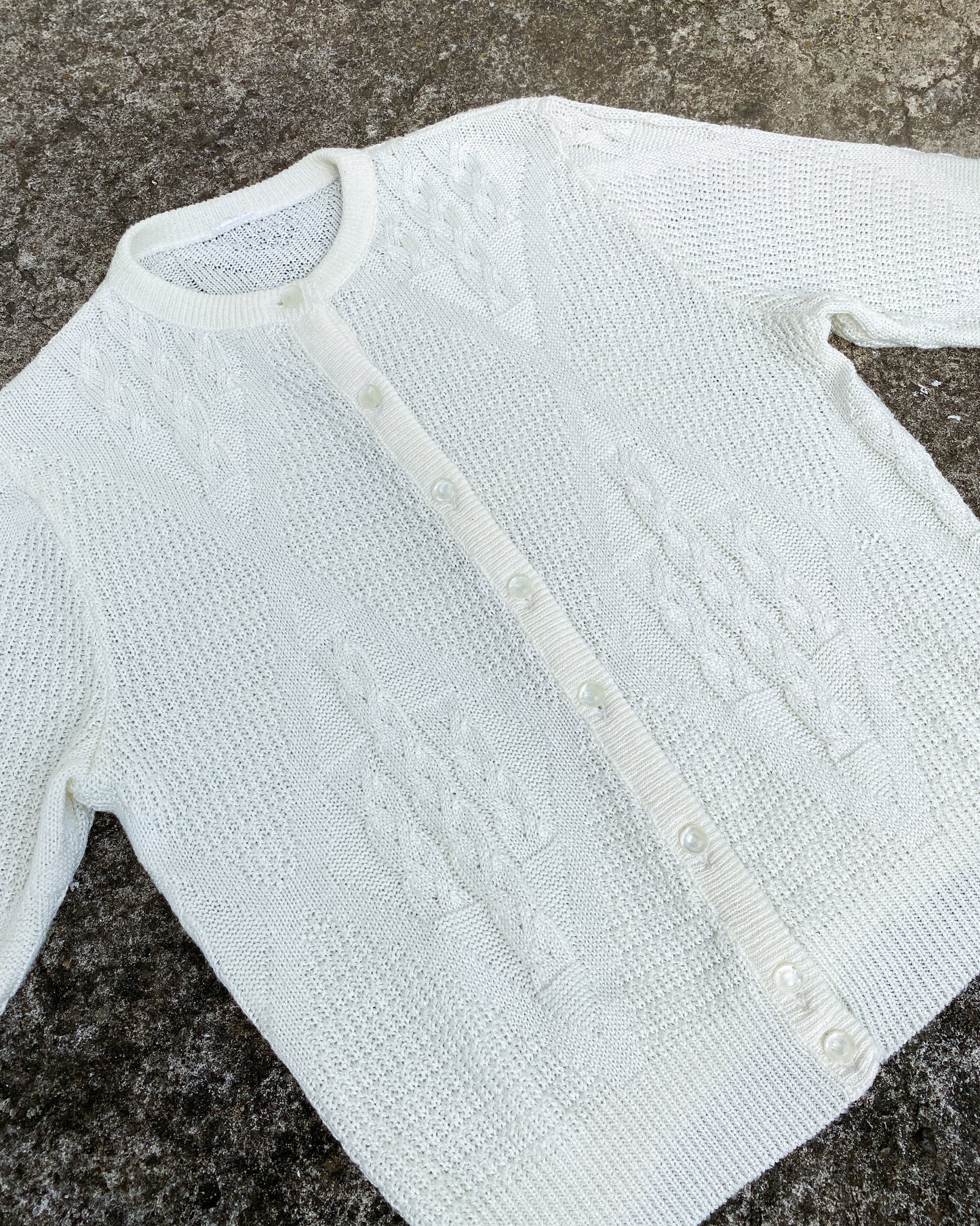 Vintage White Knit Cardigan | 8-12