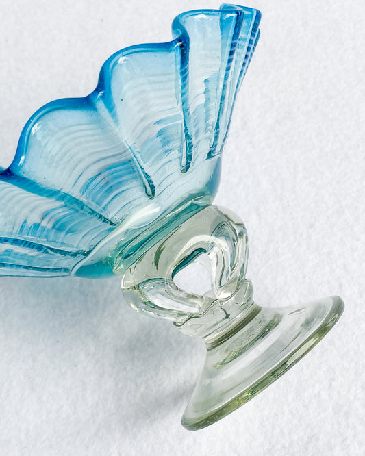 Vintage Blue Art Glass Goblet Catch-All