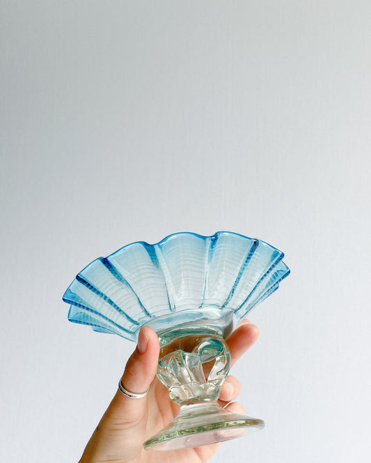 Vintage Blue Art Glass Goblet Catch-All