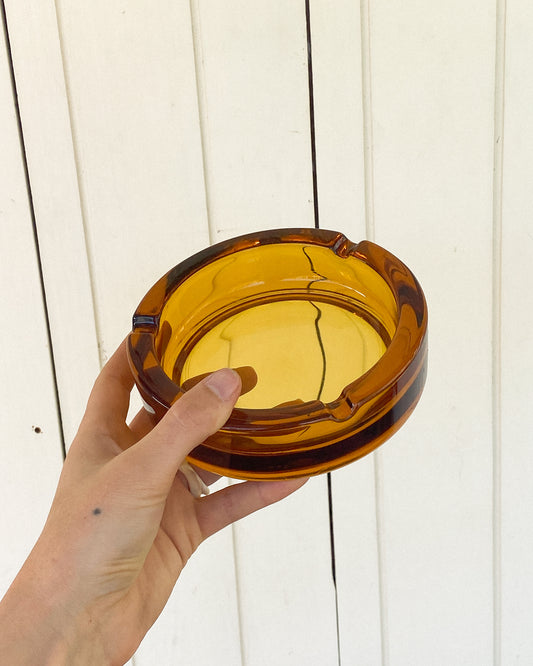Vintage Amber Glass Ashtray | Made in Italy