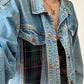 Vintage Denim Jacket With Plaid Detailing | L/XL Size