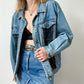 Vintage Denim Jacket With Plaid Detailing | L/XL Size