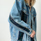 Vintage Denim Jacket With Plaid Detailing | L/XL Size