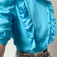 Sky Blue Western Frilly Blouse | Size M