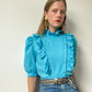 Sky Blue Western Frilly Blouse | Size M